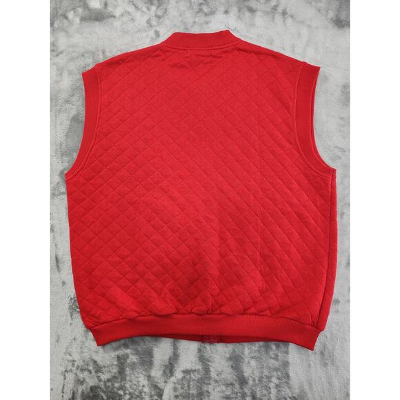 Vintage 80s Creators Quilted Sleeveless Full Zip Jacket Size L Red Oversized - Picture 2 of 8